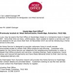 Post opffice letter re Hawkridge
